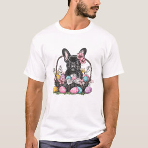 Frenchie Dog Pasen Frenchie Dog Eieren Kunst T-Shi T-shirt