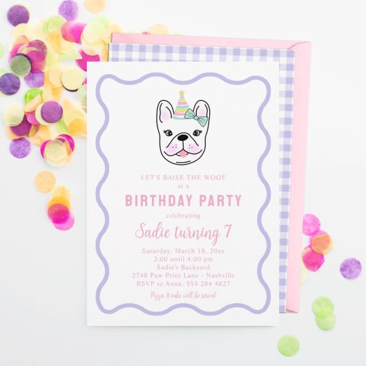 Frenchie Dog verjaardagsfeestje uitnodiging