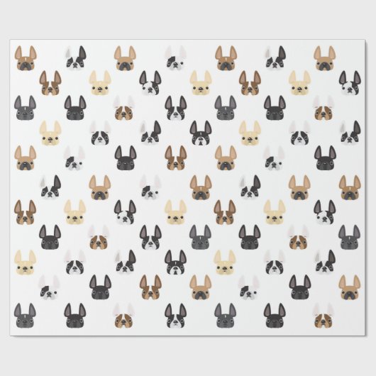 Frenchie- en vriendenpakpapier - wit cadeaupapier (Vlak)