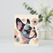 Frenchie Floral Vibes Briefkaart (Staand voorkant)