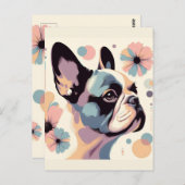Frenchie Floral Vibes Briefkaart (Voorkant / Achterkant)