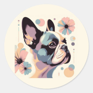 Frenchie Floral Vibes Ronde Sticker