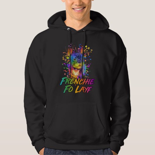 Frenchie Fo Layf Rescue Dog French Bulldog Adopt Hoodie (Voorkant)