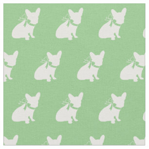 Frenchie French Bulldog Dog Frenchy Sage Green Stof