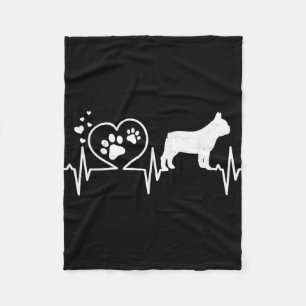 Frenchie French Bulldog mama Dad Heartbeat Heart Fleece Deken
