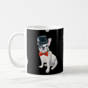 Frenchie French Bulldog Top Hat red bow stropdas H Koffiemok