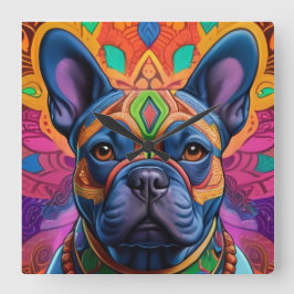 Frenchie Fun Birthday Fantasy Vierkante Klok