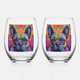 Frenchie Fun Birthday Fantasy    Wijnglas Zonder Voet