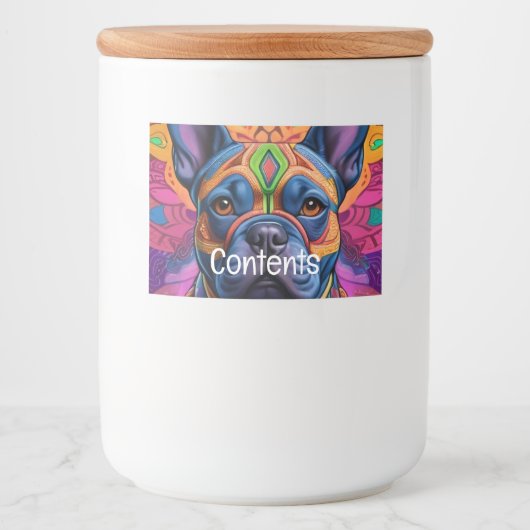 Frenchie Fun Voedselcontainer Etiket (Voorkant)