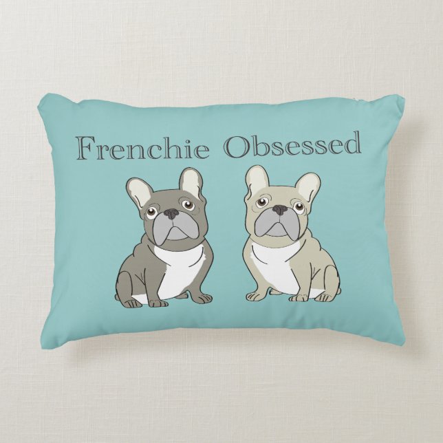 Frenchie geobsedeerd accent kussen (Voorkant)