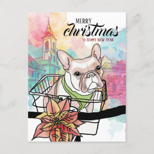 Frenchie gepersonaliseerd voor Kerstmis en Nieuwja Feestdagenkaart