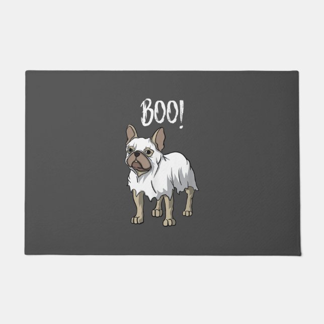Frenchie Ghost Costume Funny Bulldog Halloween Deurmat (Voorkant)