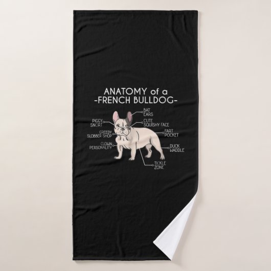 Frenchie Gift | Anatomie van een Franse hond Badhanddoek (Badhanddoek)