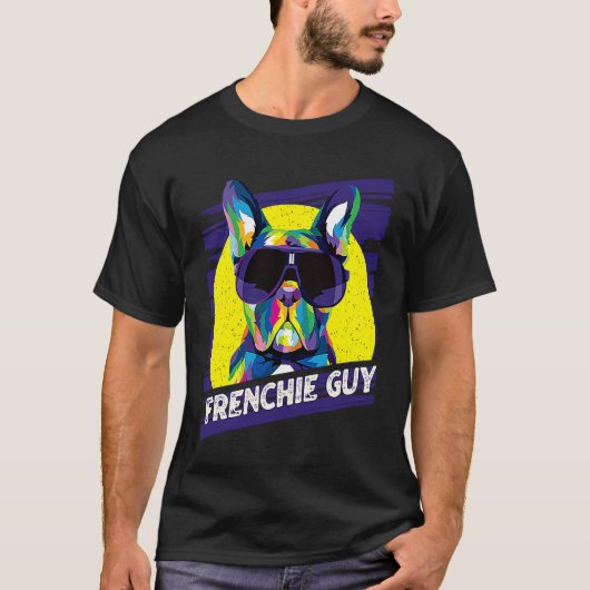 Frenchie Guy Dog Dad Humor Fur Dad French Bulldog T-shirt (Voorkant)