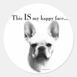 Frenchie Happy Face Ronde Sticker