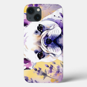 Frenchie hondenportret met wilde bloemen iPhone 13 hoesje