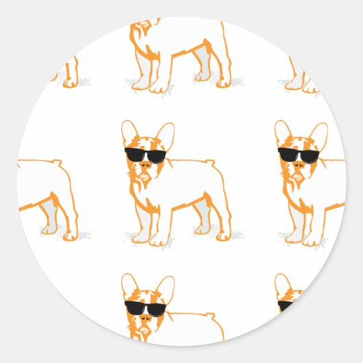 Frenchie Howlelu Ronde Sticker (Voorkant)