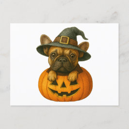 Frenchie in Pumpkin Feestdagenkaart