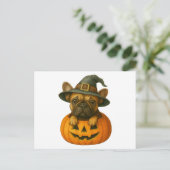 Frenchie in Pumpkin Feestdagenkaart (Staand voorkant)