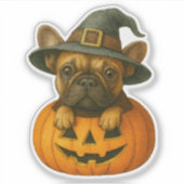 Frenchie in Pumpkin Sticker (Voorkant)