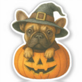 Frenchie in Pumpkin Sticker (Voorkant)