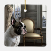 Frenchie Kerstmis Keramisch Ornament (Achterkant)