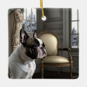 Frenchie Kerstmis Keramisch Ornament (Voorkant)