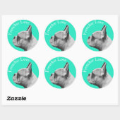 Frenchie Love | Aqua Colour Ronde Sticker (Vel)