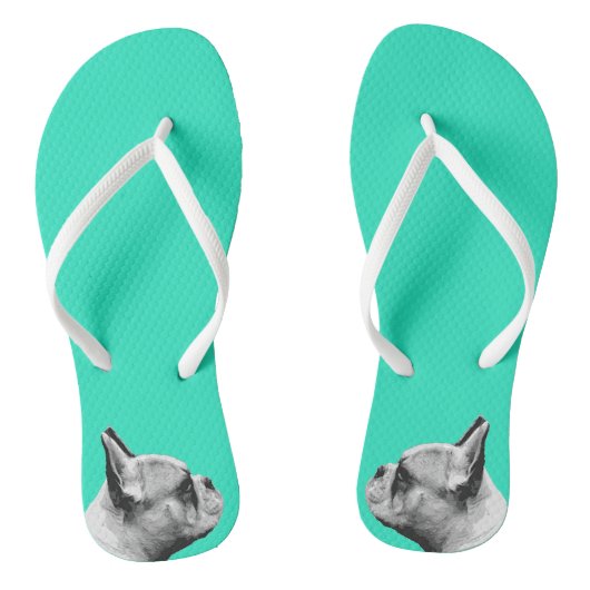 Frenchie Love | Aqua Colour Teenslippers (Voetbed)