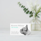 Frenchie Love | Carte de visite Aqua personnalisé (Debout devant)