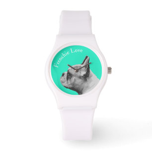 Frenchie Love - French Bulldog - Blauwgroen Horloge