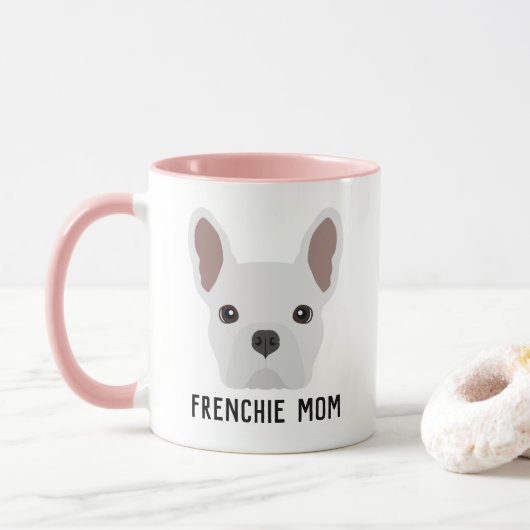 Frenchie Ma White French Bulldog Mok (Met donut)
