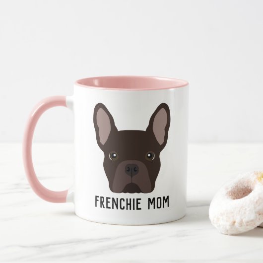 Frenchie mam Brown French Bulldog Mok (Met donut)