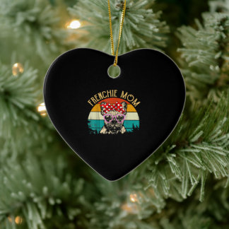 Frenchie mam Gift Retro Style Franse Bulld Keramisch Ornament