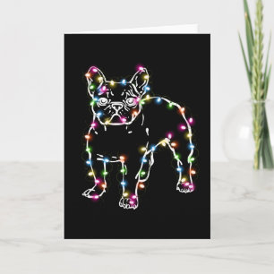 Frenchie Met Kerstverlichting Prettig Kerstfeest Kaart