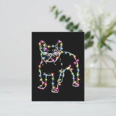 Frenchie met Kerstverlichting Vrolijk Kerstfeest Briefkaart (Staand voorkant)