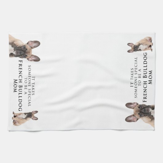 Frenchie Mom Serviette de cuisine (Horizontal)