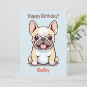 Frenchie, schattige Franse Bulldog, Birthday Kaart (Staand voorkant)