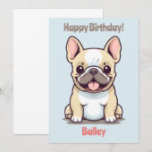 Frenchie, schattige Franse Bulldog, Birthday Kaart (Voorkant / Achterkant)