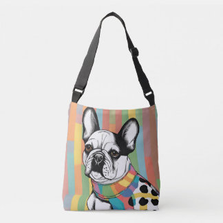 Frenchie Vibes Kleurrijke Pet Art Canvas tas