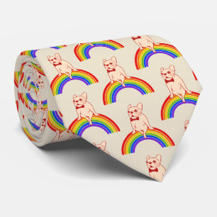 Frenchie viert Pride Month op LGBTQ-regenboog Stropdas