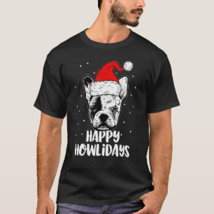 Frenchie Wearing Santa Hat Kerstmis Happy Howlida T-shirt
