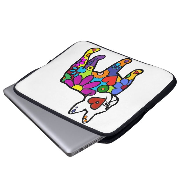 Frenchie witte achtergrond laptop sleeve (Voorkant onderkant)