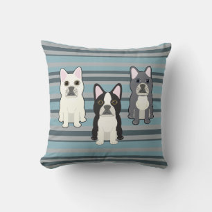 Frenchies Blauw Gestreepte Kussen