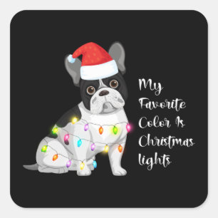 frenchies mijn favoriete kleur is kerst vierkante sticker