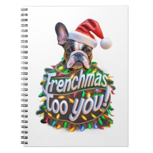 Frenchmas aan u Bulldog Dog Tree Christmas Light Notitieboek