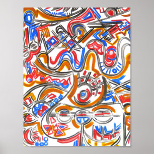 Frenetische energie-Abstracte kunstwerken voor sta Poster