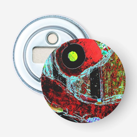 Frequency Serpent – Abstract Energy Compact Mirror Button Flesopener (Voorkant)
