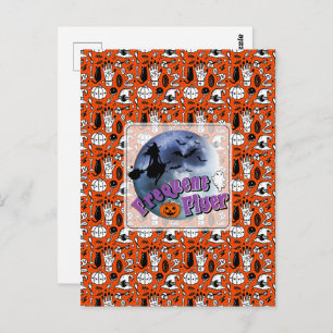 Frequent Flyer Halloween Heks Riding Broomstick Briefkaart