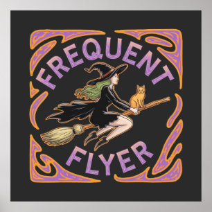 Frequent flyer heks een grappige Halloween nemen Poster